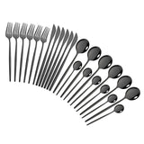 HULIANFU Pink Gold Cutlery Set Stainless Steel Dinnerware Set 24Pcs Knives Forks Coffee Spoons Flatware Set Kitchen Dinner Tableware Set