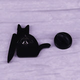 HULIANFU Slayer cat knife kitty Bloody Black Knifecat Enamel Pin spooky dark art brooches for clothes decor