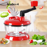 HULIANFU Mixer Food Processor Kitchen Manual Powerful Egg Blender Meat Grinder Vegetable Chopper Shredder Stainless Steel Blade Cutter