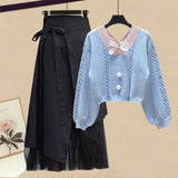 Hulianfu Women Sets Mesh Patchwork Slash Neck Tops + Asymmetric Skirt 2 Piece Suit Female Party Suits Elegant Casual Two Piece Set