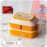 HULIANFU Kawaii Portable Lunch Box For Girls School Kids Plastic Picnic Bento Box Microwave Food Box With Compartments Storage Containers