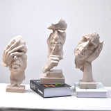 HULIANFU Nordic Simple Abstract Sculpture Figurine Ornaments Silence Is Gold Office Home Decoration Accessories Modern Art Resin Decor
