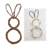 HULIANFU New Easter Bunny Wreath Decoration DIY Folded Rattan Wreath Base Easter Decorations For Home Handmade Rabbit Farmhouse Decor