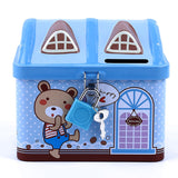 HULIANFU Small House Cute Piggy Bank Money Box Tinplate Saving Bank Best Gift For Children Money Saving Banks Gift