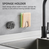 HULIANFU Kitchen Sponges Holder Self Adhesive Sink Sponges Drain Drying Rack 304 Stainless Steel Storage Holder Kitchen Sink Accessories