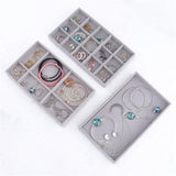 HULIANFU Velvet Jewelry Display Tray Case Hot Sales Stackable Exquisite Jewellery Holder Portable Ring Earrings Necklace Organizer Box