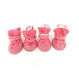 HULIANFU S-XXL Winter Warm Shoes for Dogs 4Pcs/Set Cute Dog Boots Snow Walking Cotton Blend Puppy Sneakers Pet Supplies