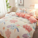 HULIANFU  WOSTAR Cartoon printed velvet duvet cover set super soft cozy plush adult kids bedroom double bed quilt cover luxury bedding set