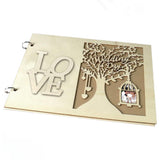 HULIANFU Wedding Guest Book Wooden Heart Hollow Engagement Guestbook Name Sign Board 20 Inside Pages Log Color Good-Looking Appearance