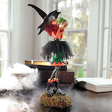 HULIANFU New Halloween Witch Doll Figure Statue Resin Pumpkin Elegant Mini Witch Sculpture Decoration Party Decor Home Desktop Ornaments