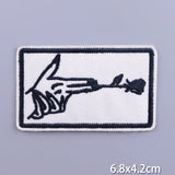 HULIANFU Patches On Clothes Stickers Hippie Rock Stripes Embroidered Patches For Clothing Iron On Patch Skull Biker Stripes for Jackets