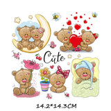 HULIANFU Iron on Cute Animal Patches Set for Clothing DIY T-shirt Applique Vinyl Unicorn Heat Transfer Clothes Stickers Thermal Press T