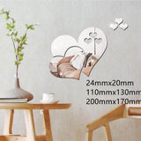 HULIANFU New 1Pcs Wall Sticker 3D Mirror Acrylic Self Adhesive Modern Heart Shape Poster TV Background Ceiling Wall Decoration DIY Decor