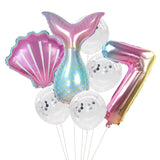 HULIANFU Little Mermaid Party Balloons 32inch Number Foil Balloon Kids Birthday Party Decoration Supplies Baby Shower Decor Helium Globos