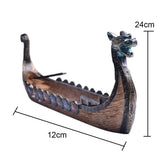 HULIANFU Retro Incense Burner Dragon Boat Incense Stick Holder Traditional Chinese Design Hand Carved Carving Censer Ornaments Home Decor