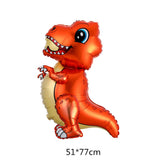 HULIANFU Large 4D Walking Dinosaur Foil Balloons Jungle Animal Boys Birthday Party Decors Jurassic  Standind Dragon Kids Toys Air Globos