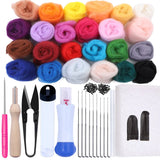 HULIANFU MIUSIE 16/25 Color Needle Felting Kit Wool Felting Tools Handmade Felt Needle Set 7pcs Pack Felting Fabric Materials Accessories
