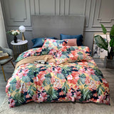 HULIANFU Svetanya Nordic Yellow Geometric Egyptian Cotton Satin Bedlinens Queen King Size Fitted Sheet Bedding Set Duvet Cover Set