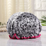 HULIANFU Waterproof Shower Cap Double Layer Elastic Bath Hat Bathing Cap For Women Spa Bathing Accessory Hair Salon Bathroom Product