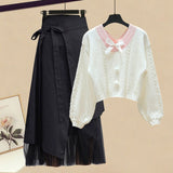 Hulianfu Women Sets Mesh Patchwork Slash Neck Tops + Asymmetric Skirt 2 Piece Suit Female Party Suits Elegant Casual Two Piece Set