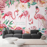 HULIANFU milofi factory custom wallpaper mural 3d nordic flamingo flower plant background wallpaper mural