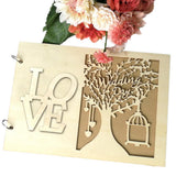 HULIANFU Wedding Guest Book Wooden Heart Hollow Engagement Guestbook Name Sign Board 20 Inside Pages Log Color Good-Looking Appearance