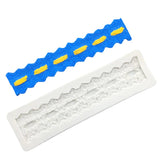 HULIANFU Pearl Rope Wave Flower Gemstone Shape Cake Side Lace Silicone Sugarcraft Mold Fondant Cake Decorating Tools