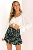 hulianfu Women Skirt  Summer New High Waist Lace Up Elastic Short Skirt Ruffled Irregular Leopard Print Zipper Skirt Casual Beachwear