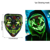 HULIANFU LED Halloween Mask Luminous Glow In The Dark Mascaras Halloween Party Costume Cosplay Masques Horror Props Neon light Masquerade