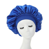 HULIANFU Women Night Sleep Hair Caps Silky Bonnet Satin Double Layer Adjust Head Cover Hat For Curly Springy Hair Styling Accessories