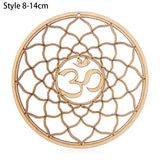 HULIANFU Log Color Chakra Pattern Round Edge Circles Carved Wooden Stand Coaster Flower of life Reload Stone Kitchen Hot Pad Mat Decor