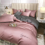 HULIANFU OLOEY 60S long-staple cotton Bedding Set Egyptian Solid color embroidery Bed set Duvet Cover Bed Sheet spread Fit sheet bed set