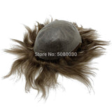 HULIANFU Invisible Knot Natural Hairline Men Toupee 100% Euro-Touch Human Hair Front Toupee