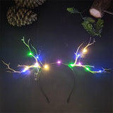 HULIANFU 2023 Luminous Elk Antler Headband Christmas Concert Forest Branch Deer Ear Headgear Hair Accessories Scenic Stage Show Photo Props