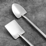 HULIANFU Stainless Steel Spade Shaped Spoon Tea Spoons Long Handle Ice Cream Dessert Spoon Coffee Stirring Spoon Kitchen Tablewares