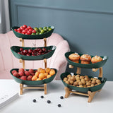 HULIANFU Table Plates For Serving Plates Dinnerware Wooden Partitioned Dish Snack Candy Cake Stand Bowl Food Fruit Plates Set Tableware