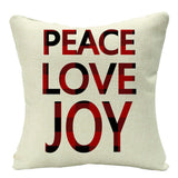 HULIANFU Linen Red Scottish Plaid Christmas Cushions Case Reindeer Trees Snowflakes Print Christmas Decorative Pillows for Sofa Couch Bed