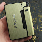 HULIANFU Portable Automatic Cigarette Case Metal Cigarette Boxes 10PCS Cigarette Holder Case Not Lighter Gadget For Men Christmas Gifts