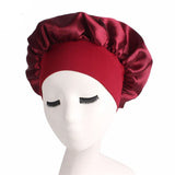 HULIANFU Women Sleeping Caps Bathroom Satin Solid Color Stretch Bonnets Hair Hat for Daily Use and Beauty