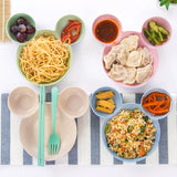 HULIANFU Kid Cartoon Mouse Mickey Bowl Dishes Lunch Box Kid Baby Children Infant Baby Rice Feeding Bowl Plastic Snack Plate Tableware