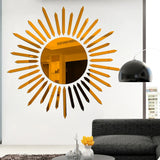 HULIANFU New Decorative Mirrors DIY Wall Stickers Sun Flower Aesthetic Room Decor Mirror Stickers For Living Room Decoración Hogar