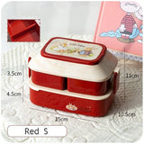 HULIANFU Kawaii Portable Lunch Box For Girls School Kids Plastic Picnic Bento Box Microwave Food Box With Compartments Storage Containers