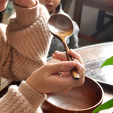 HULIANFU Natural Long Handle Wooden Spoon Japanese-Style Rice Scoop Mixing Soup Spoons Cooking Utensils Portable Tableware for Kicthen