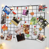 HULIANFU Ins Iron Grid Home Wall Decoration Photo Frame Wall Art Display Storage Shelf Organizer DIY Rack Holder Girl Bedroom Decoration