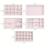 HULIANFU Velvet Jewelry Display Tray Case Hot Sales Stackable Exquisite Jewellery Holder Portable Ring Earrings Necklace Organizer Box