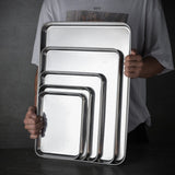 HULIANFU Stainless Steel Food Storage Trays Rectangle Steamed Sausage Fruit Pans Water Bread Kitchen Baking Shallow Dish Serving Plate
