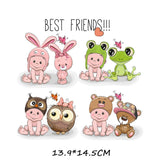 HULIANFU Iron on Cute Animal Patches Set for Clothing DIY T-shirt Applique Vinyl Unicorn Heat Transfer Clothes Stickers Thermal Press T