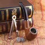 HULIANFU Resin Smoking Tobacco Pipe Set Classic Wooden  Herb Grinder Pipe Smoking Chimney Filter Gift for Smoke Accessories