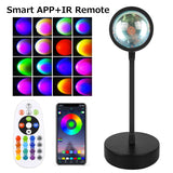 HULIANFU Tuya Smart Sunset Lamp Night Light Sunset Projector Smart Life APP Remote Led Lights Room Decoration Photography Birthday Gift