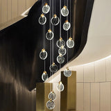 HULIANFU Modern led pendant golden villa staircase living room home decoration chandelier shopping mall crystal rope Chandelier